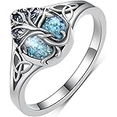 SCZKLAQ Turquoise Ring 925 Sterling Silver Tree of Life Ring Vintage Western Turquoise Jewelry for Women