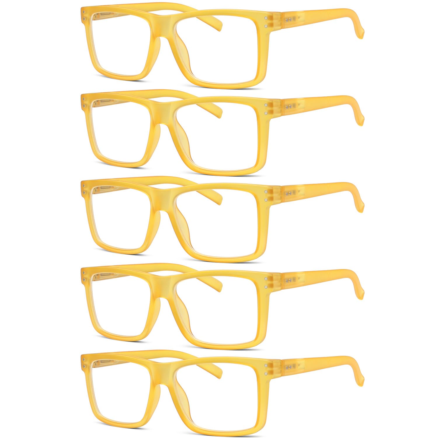Photo 1 of Eyekepper 5-pack Oversized Reading Glasses Square Large Frame Readers for Men and Women - Yellow +2.50