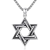 DOTBJ 925 Sterling Silver Jewish Star of David Necklace with Stainless Steel Chain