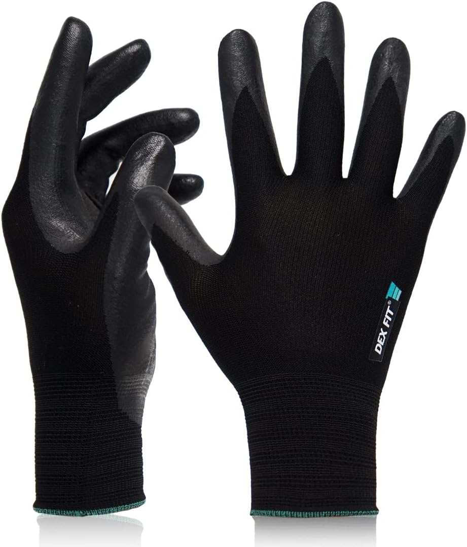 DEX FIT Prime Nitrile Work Gloves FN331 XS Black Thin Lightweight Touchscreen
