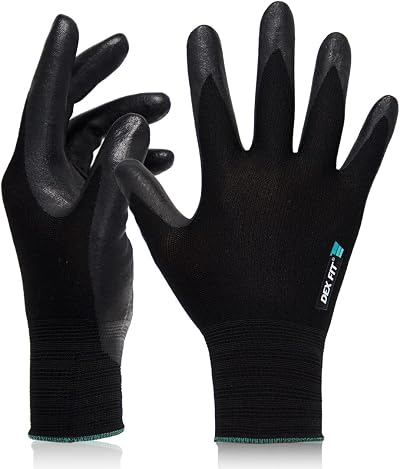 DEX FIT Prime Nitrile Work Gloves FN331 XS Black Thin Lightweight Touchscreen