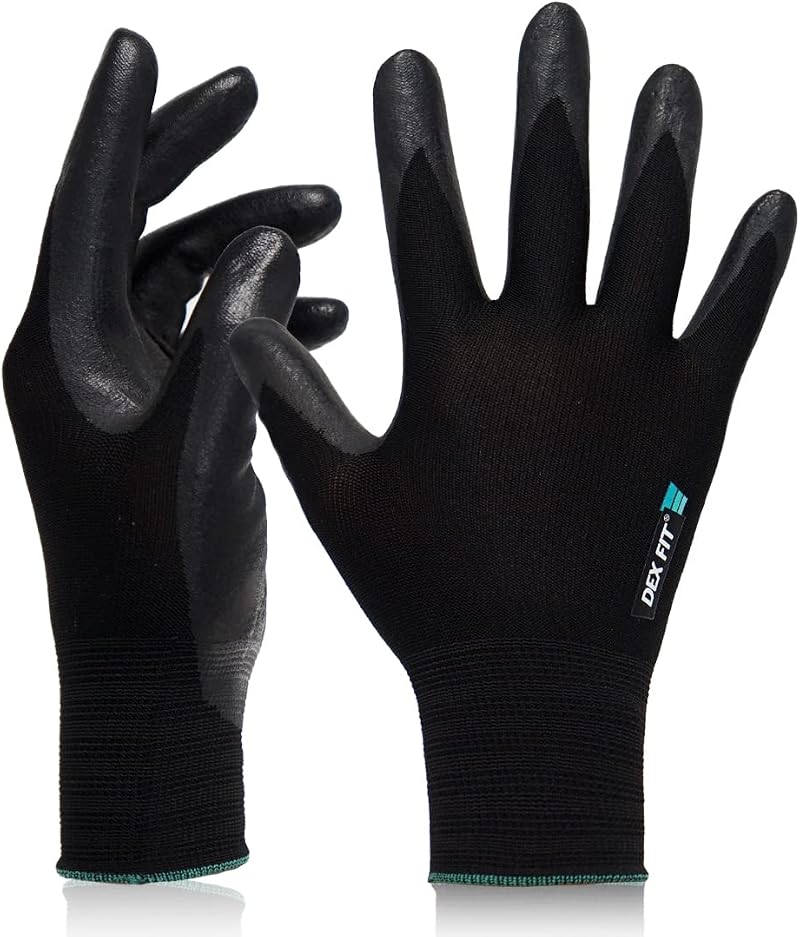 DEX FIT Prime Nitrile Work Gloves FN331 XS Black Thin Lightweight Touchscreen