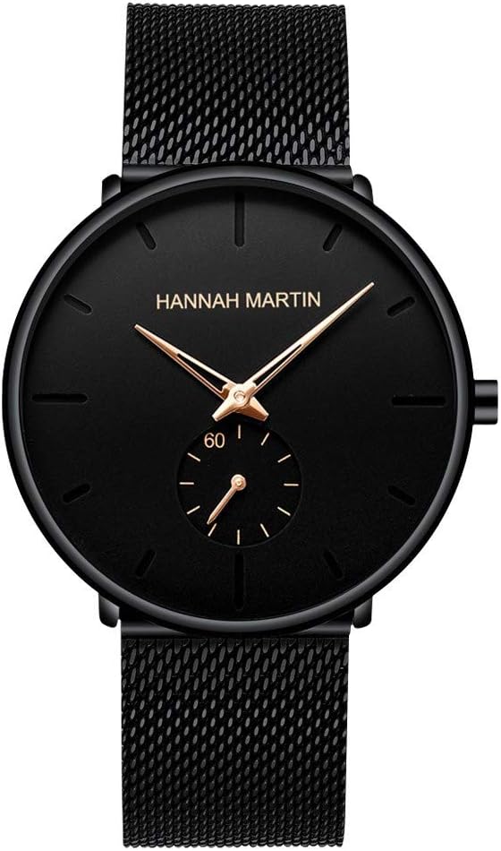 Stainless Steel Slim Men Watch Quartz Watch Black Face
