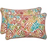 Pillow Perfect Outdoor/Indoor Corinthian Dapple Lumbar Pillows, 11.5" x 18.5", Blue, 2 Pack