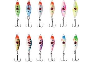 BASSDASH Ice Fishing Lure Kit Glowing Paint Jigs for Winter Ice Jigging Crappie Sunfish Perch Walleye Pike with Tackle Box