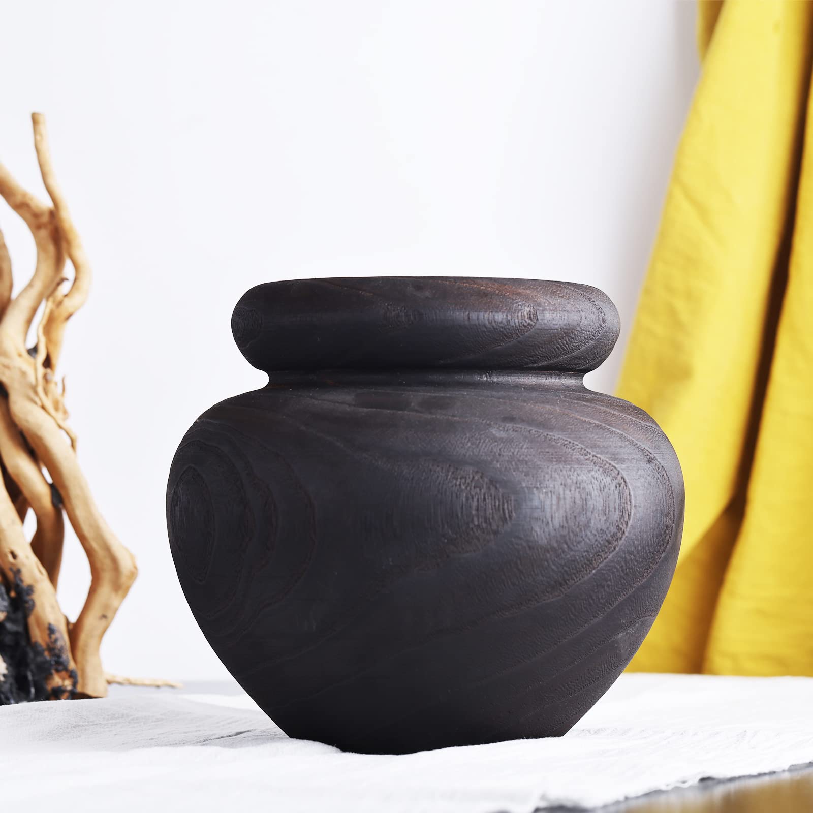 Photo 1 of Black Rustic Large Wooden Vase for Home Decor, Vintage Floor Tall Flower Vase Distressed Farmhouse Decor for Living Room Entryway Table Centerpieces,Shelf,Kitchen,Wedding,Wabi-Sabi