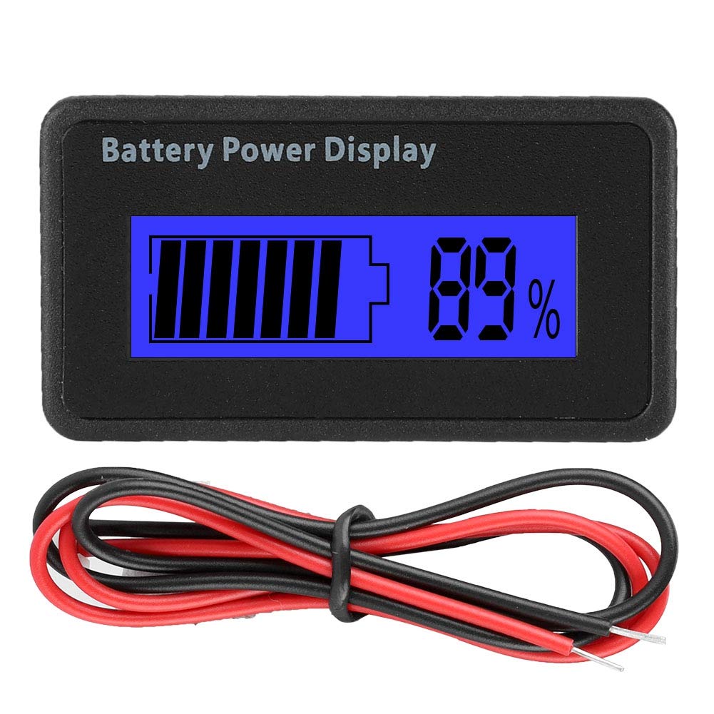 ASHATA Voltage Capacity Tester,Battery Power Display 12-48V Universal Battery Capacity Indicator Tester Voltmeter, LCD Display Digital Current Voltage Power Energy Meter (Blue)
