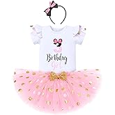 IBTOM CASTLE Cake Smash Half 1st 2nd 3rd Birthday Girl Princess Polka Dots Ruffle Skirt Set ONE Party Costume Headband