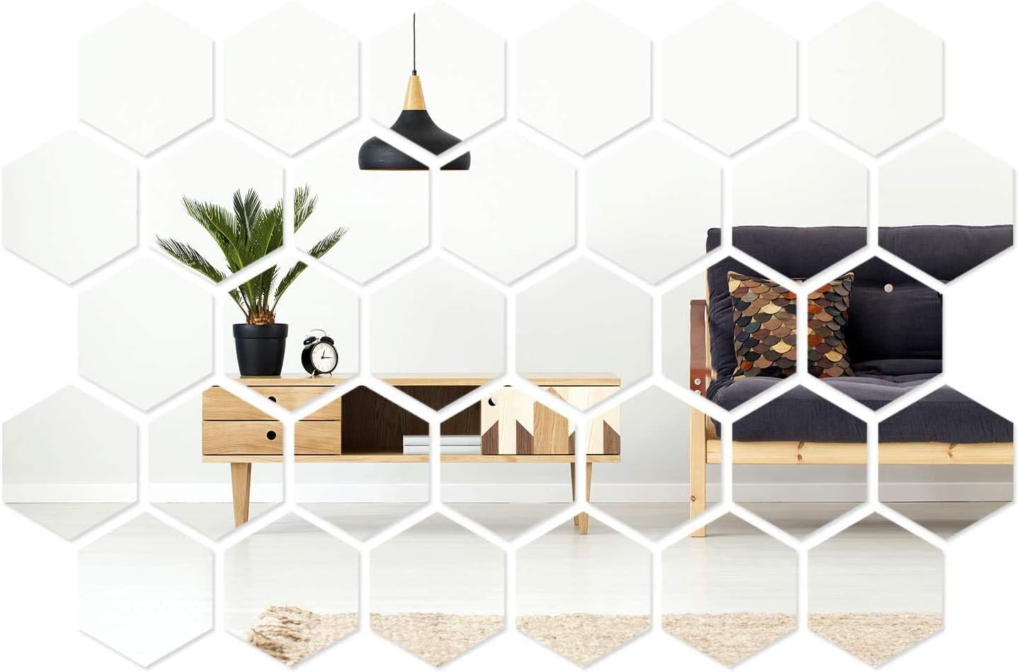 SUNIY 30 Pieces Removable Acrylic Mirror Setting Wall Sticker Decal for Home Living Room Bedroom Decor.