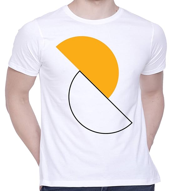 CreativiT Graphic Printed TShirt for Unisex Geometry with Black and Yellow SemiCircles Tshirt