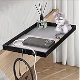 Luckyone Bedside Shelf Metal for Bunk Bed & Top Bunk, Clip On Nightstand, Bed Side Table Tray Organizer, College Dorm Room Essentials with Hook, Cord Clip and Cup Holder