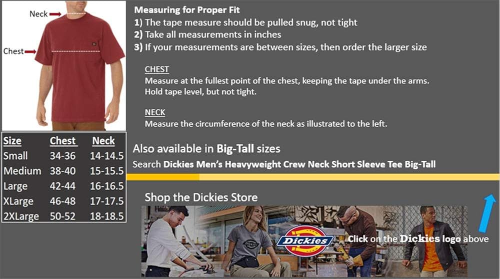 Dickies Men's Short Sleeve Heavyweight Crew Neck Pocket Tee | 