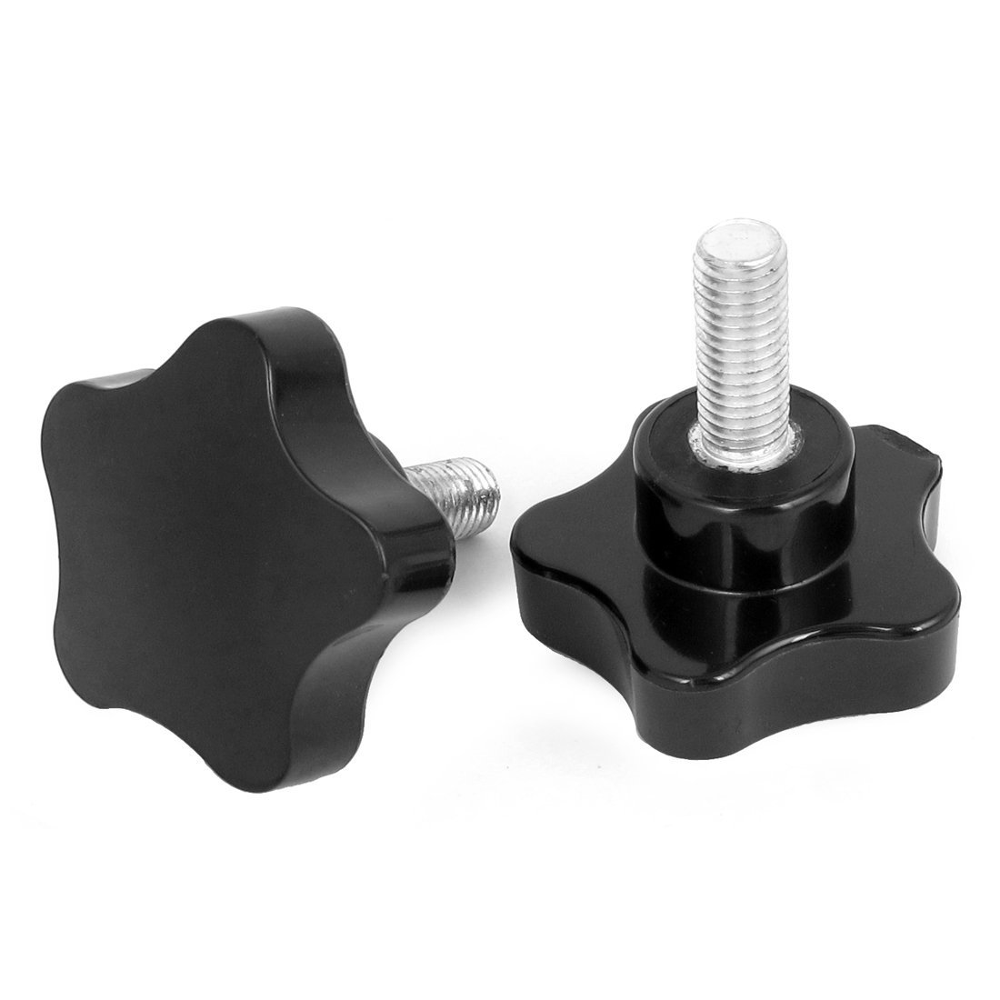 Sourcingmap 60mm Star Head M12x30mm Male Thread Screw on Clamping Knob Black 2pcs