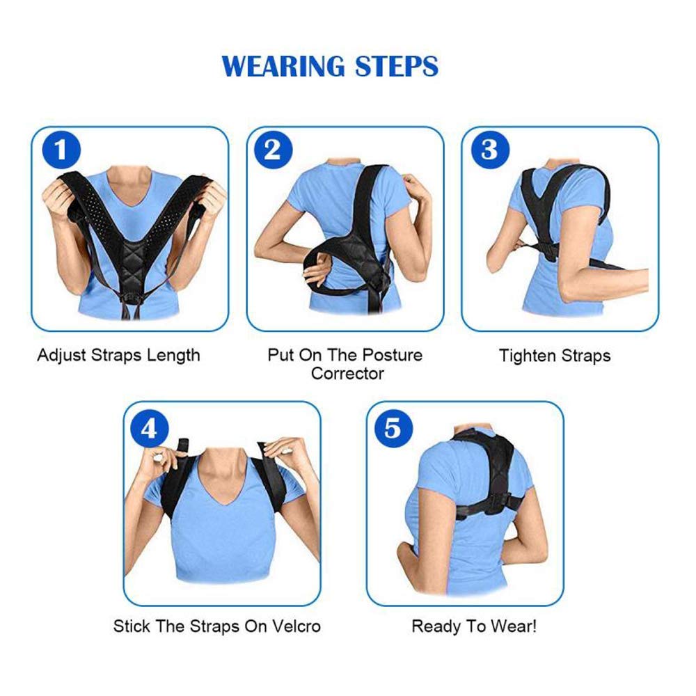 Posture Corrector for Women Men, Adjustable Upper Back Corrector Brace for Clavicle Support and Pain Relief from Neck, Back & Shoulder, Posture Trainer and Straightener