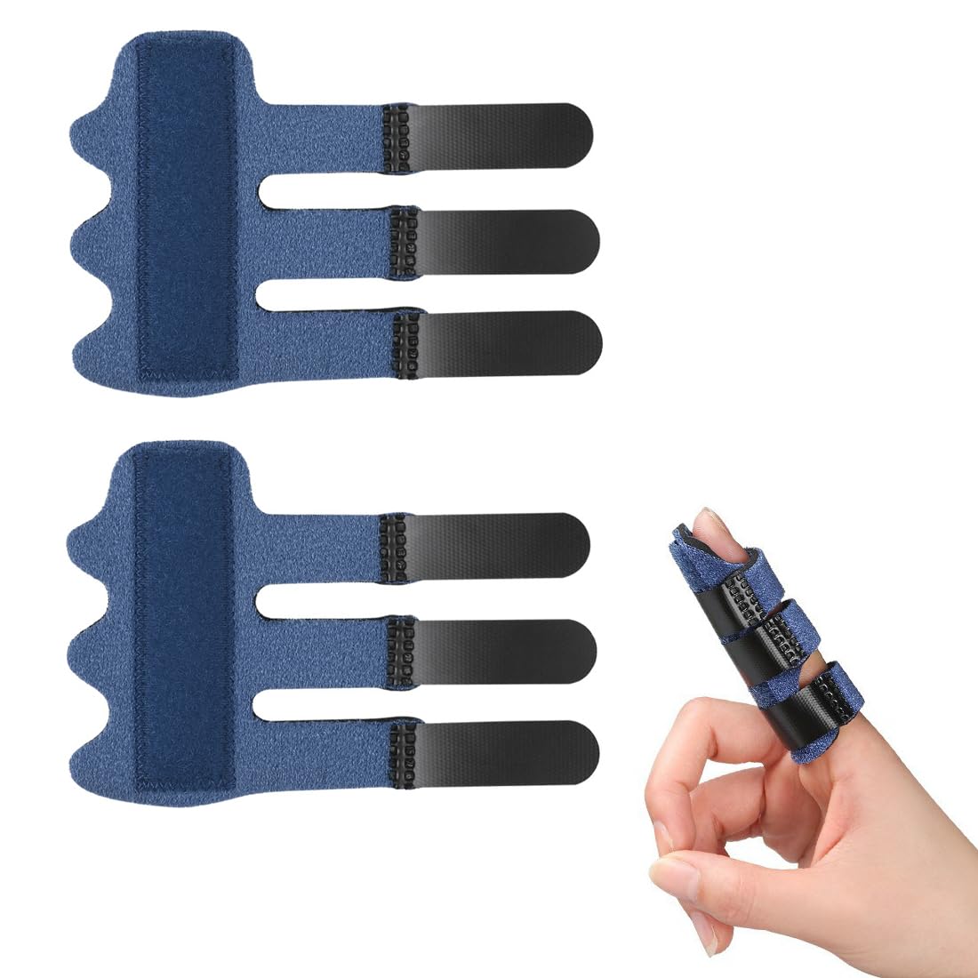 2 Pcs Finger Splints, Finger Straightening Brace, Trigger Finger Splints, Finger Stabilizer with Adjustable Fixing Belt, for Broken Knuckle Protection, Arthritis Pain Relieve, Sport Injuries