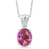 Gem Stone King 4.53 Ct Oval Pink Mystic Topaz 925 Sterling Silver Pendant