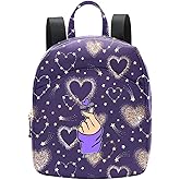Mini Backpack for Women Light Weight Small Waterproof Backpack Purses Daily Pack (Love Heart I Purple you )