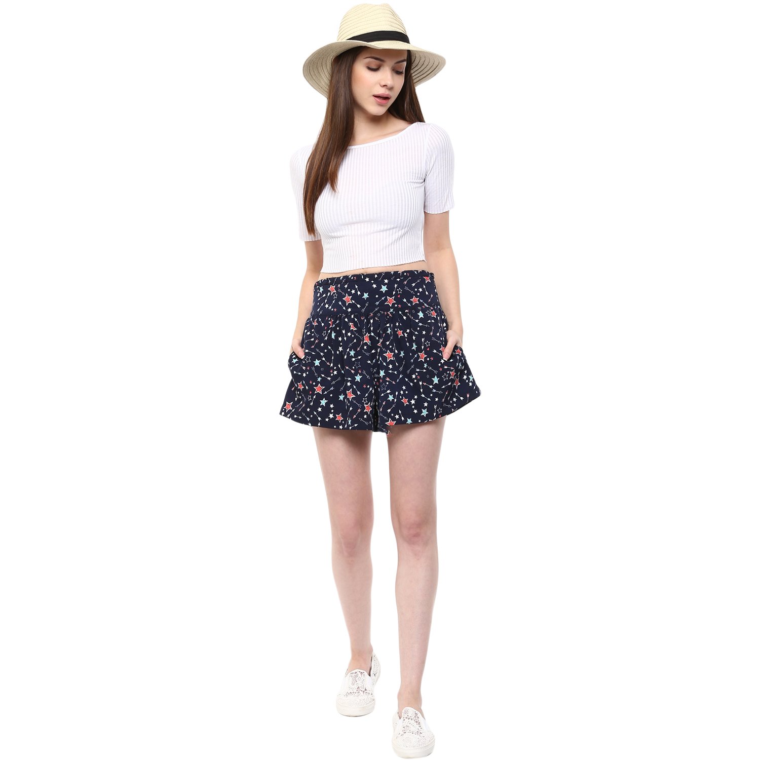moderno&trade; printed women's blue printed shorts