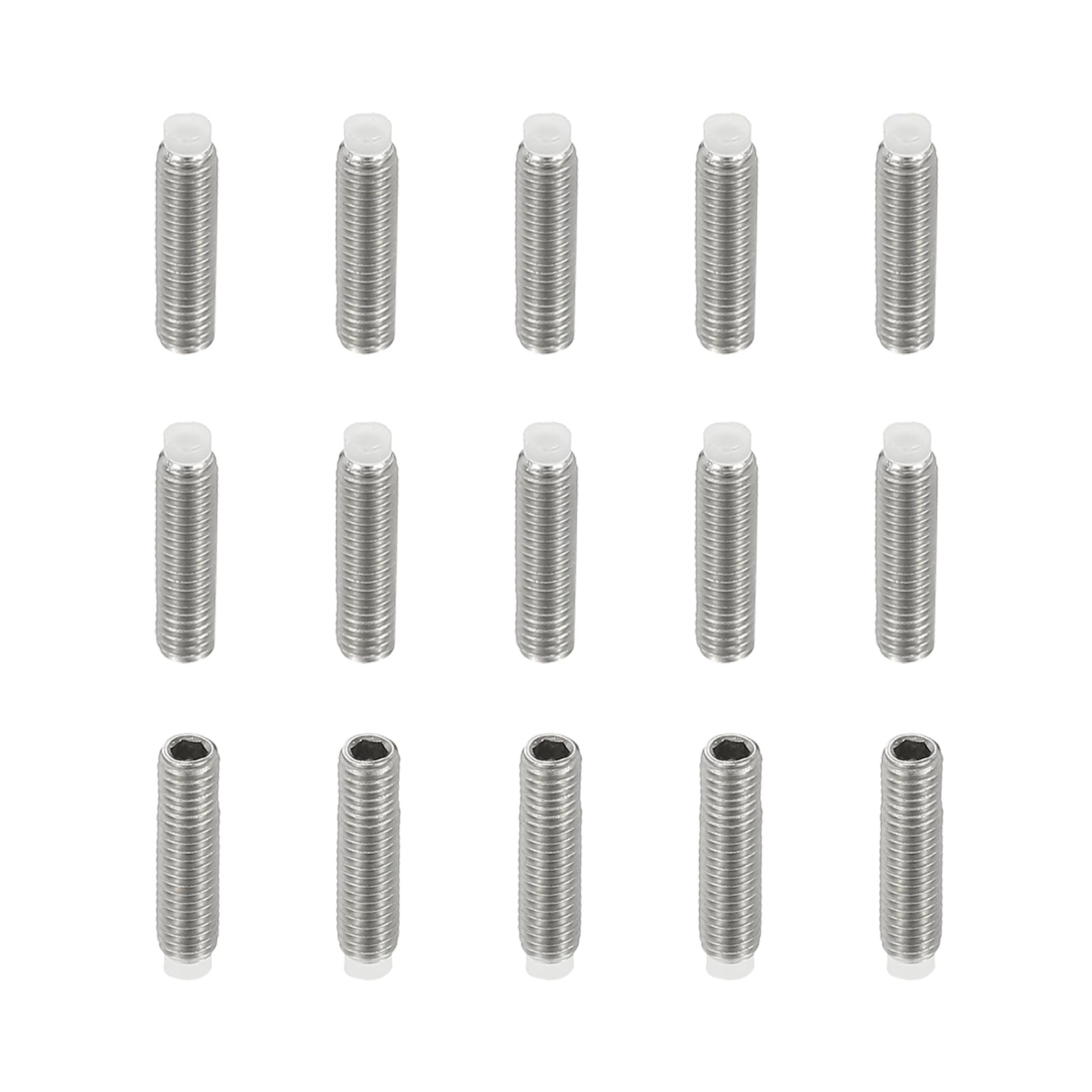 PATIKIL M3x12mm Nylon Tip Grub Screw, 15pcs 304 Stainless Steel Metric Hex Socket Head Cup Point Anti Slip Set Screws Internal Hex Drive Hardware — image 1