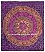 Aakriti Gallery Cotton Mandala Tapestry Wall Hanging - Bohemian Bedspread, Boho Blanket/Throw Tapestries for Living Room, Home Décor (Purple Big Flower, 92x82)
