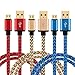 Galaxy S7/S6 Charger, 3 Pack 6Ft Perfect for Family Long Braided Fast Micro USB 2.0 A to Micro B Android Charging Cable for Samsung Galaxy S7 S6 Edge,Note 4 5,LG G3 G4,HTC,Nexus,More (Red/Gold/Blue)
