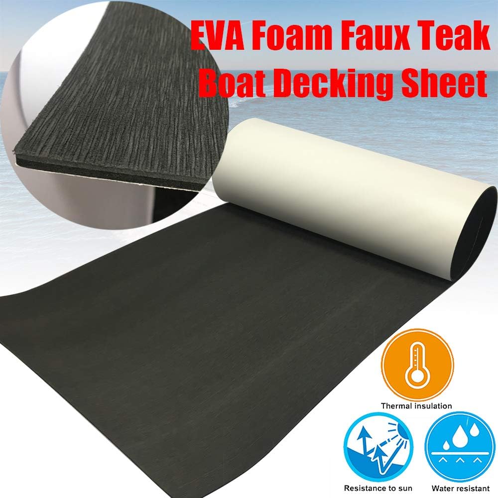 CHURERSHINING EVA Foam Decking Sheet for Boat Yacht Marine Floor Carpet with Self Adhesive Non-Slippery 94.5"ร35.4" Solid Color