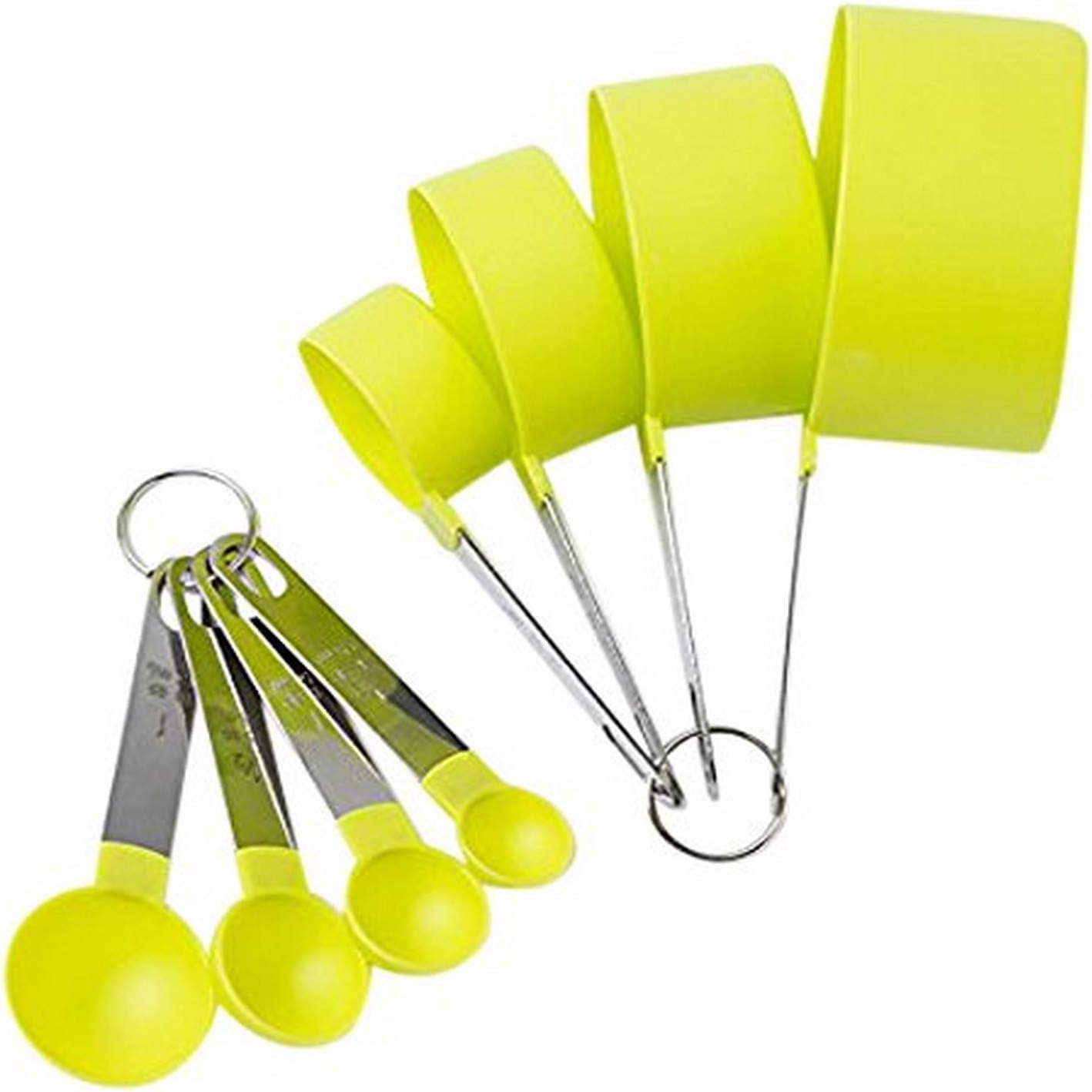 Cook's Corner 488LG 8PC Measuring Cups and Spoons Set, Lime Green