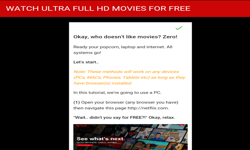 Watch Ultra HD Movies on PC/Laptop, MAC, Mobile, Big screen TV for FREE (Ultra HD - 4k, Full HD - 1080p)
