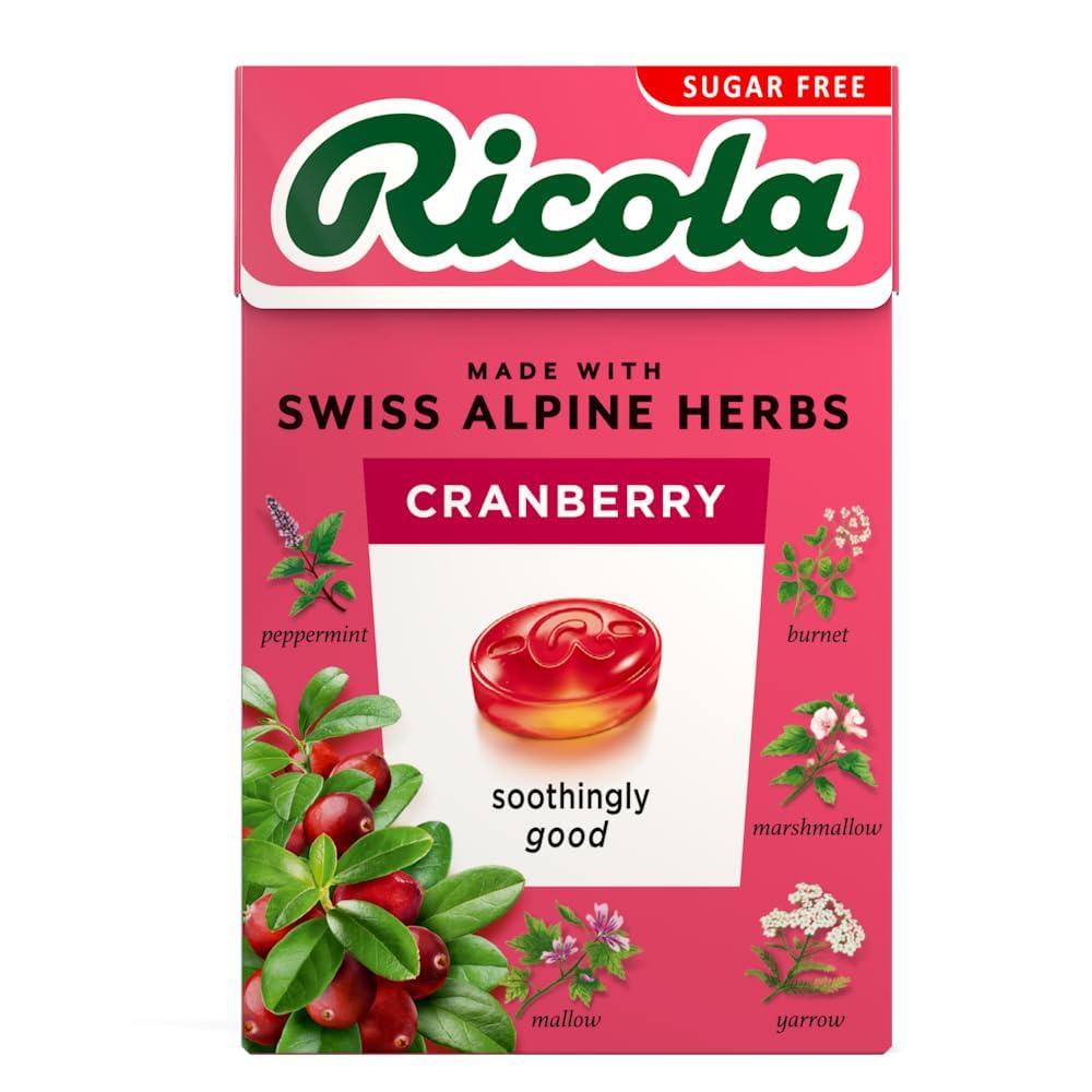 RICOLA Swiss Herbal Sweets - Cranberry (Stevia) 45g (Pack of 20)