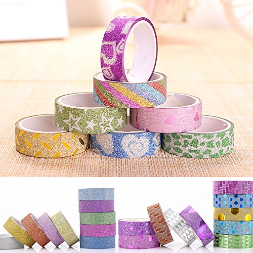 image for ONEONEY 50 Rolls Glitter Washi Masking Tape Set,Great for DIY Decor Sc