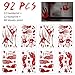 iTech More Halloween Decorations Horror Bloody Handprint &Footprint Stickers Window Decals Wall Stickers Decor for Vampire Zombie Party Decorations Supplies 8 Sheets（92 Pcs）