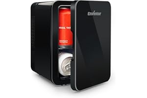 Enventor Mini Fridge, 4 L/ 6 Can Mini Fridge for Bedroom, AC+12V DC Power Cooler and Warmer, Portable Small Refrigerator Skincare Fridge for Cosmetics, Food, Office, Car, Travel (Black)