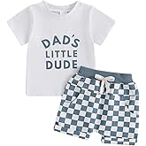Amnnchya Toddler Baby Boy Clothes Little Dude Shirt Chessboard Summer Spring Shorts Set Cute Mamas Daddys Boy Outfit