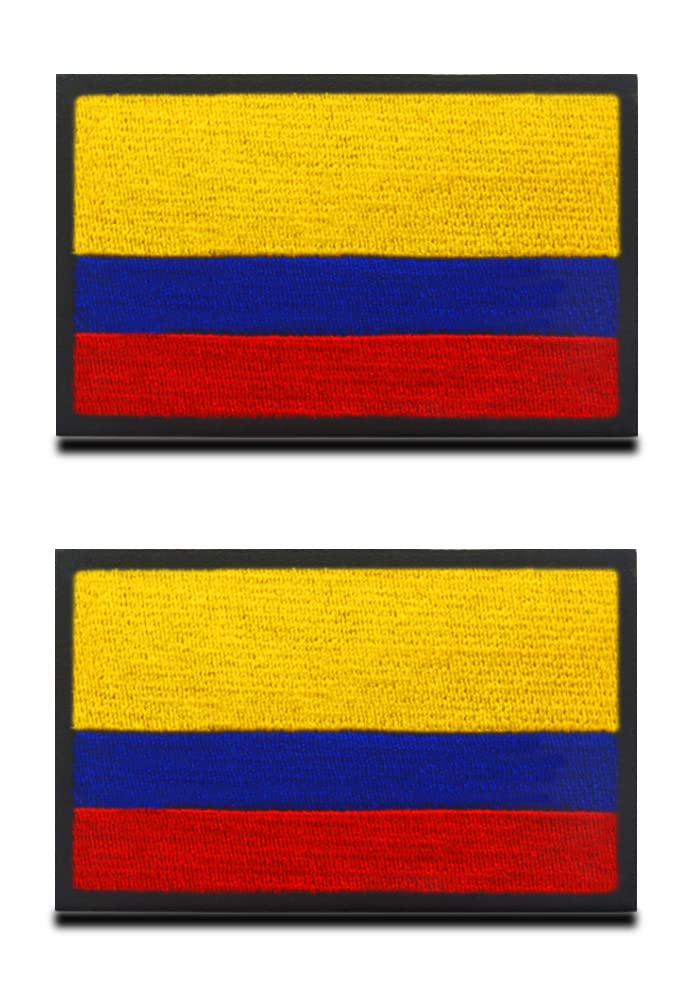 2 PCS Columbia Colombian Flag Patch Hook and Loop Embroidered National Applique Emblem Patch for Team Work Clothes Football Jersey Backpack Caps Travel Biker Tactical Military