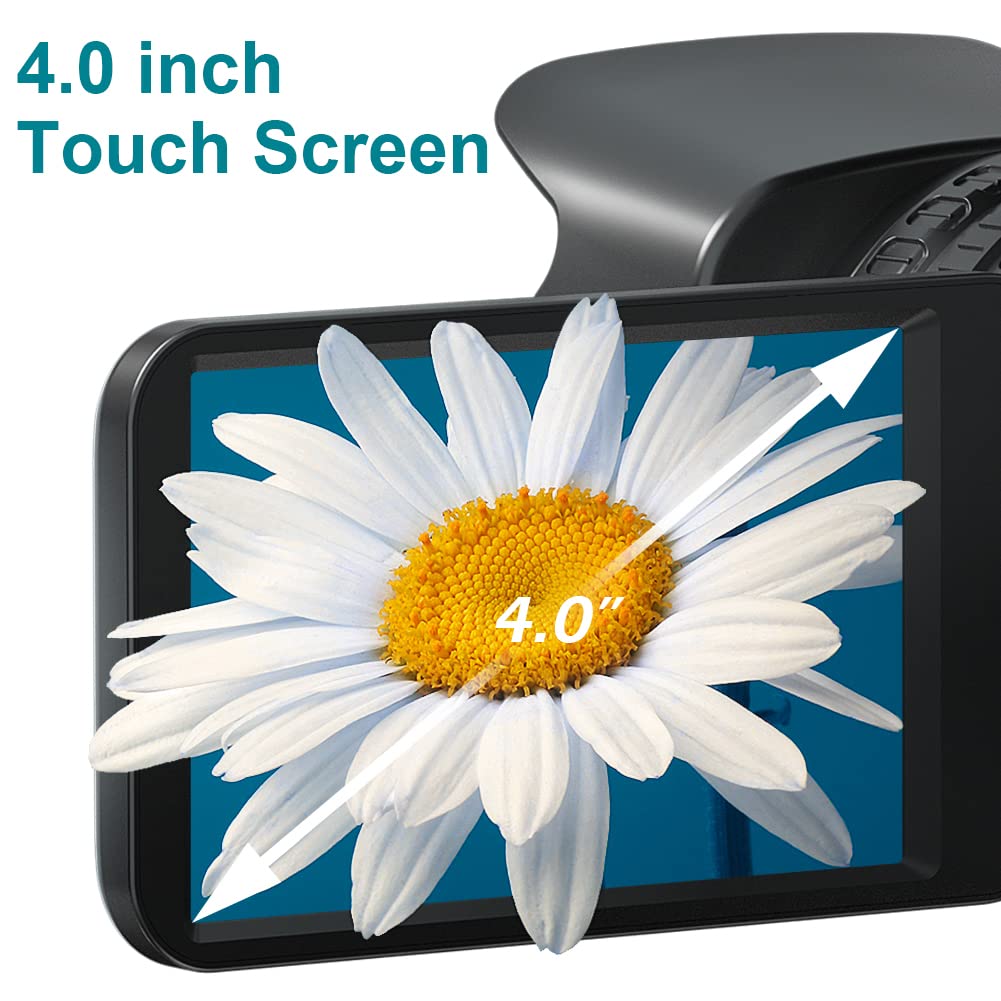 KOMERY Video Camera Camcorder UHD 4K 64MP with Focus Function 4.0 Inch Touchscreen Wireless Lavalier Mic, 18X Digital Zoom Camera, 64G SD Card WiFi