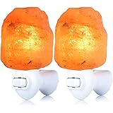 Pursalt 2 Pack Himalayan Natural Salt Lamp Night Light Plug in, Certificated 360 Degree Rotatable Wall Plug with Extra 4 Repl