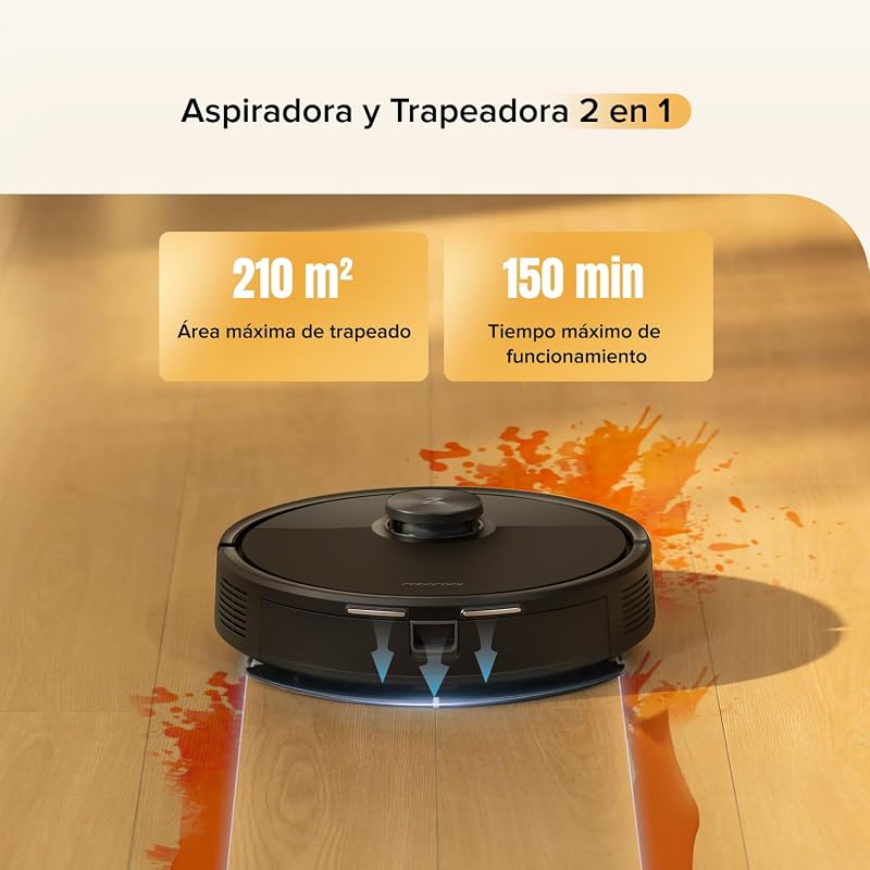 roborock Q7 M5 Robot Vacuum e Mop 2 em 1 de 10000 Pa, Robot Vacuum com Double Anti-Tangle System, PreciSense LiDAR Navigation, App Controlled e Comando de Voz (Black set)