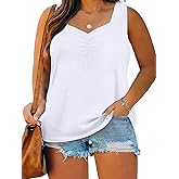 Bigeoosh Plus Size Tank Tops for Women Summer Sleeveless Sweetheart Neck Casual Tunics Shirts