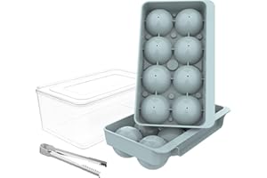 WIBIMEN Large Ice Cube Tray, 2.5 INCH Whiskey Ice Mold, 2 Pack Sphere Ice Cube Mold with Bin&Tong, Leak-free Round Ice Cube Mold, Easy Fill & Release Ice Ball Maker for Whiskey Cocktails Bourbon(Blue)