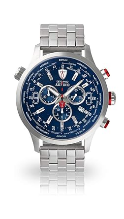 DETOMASO Mens DT1061-C AURINO XXL Chronograph Trend blau/silber Analog Display Swiss Quartz Silver Watch