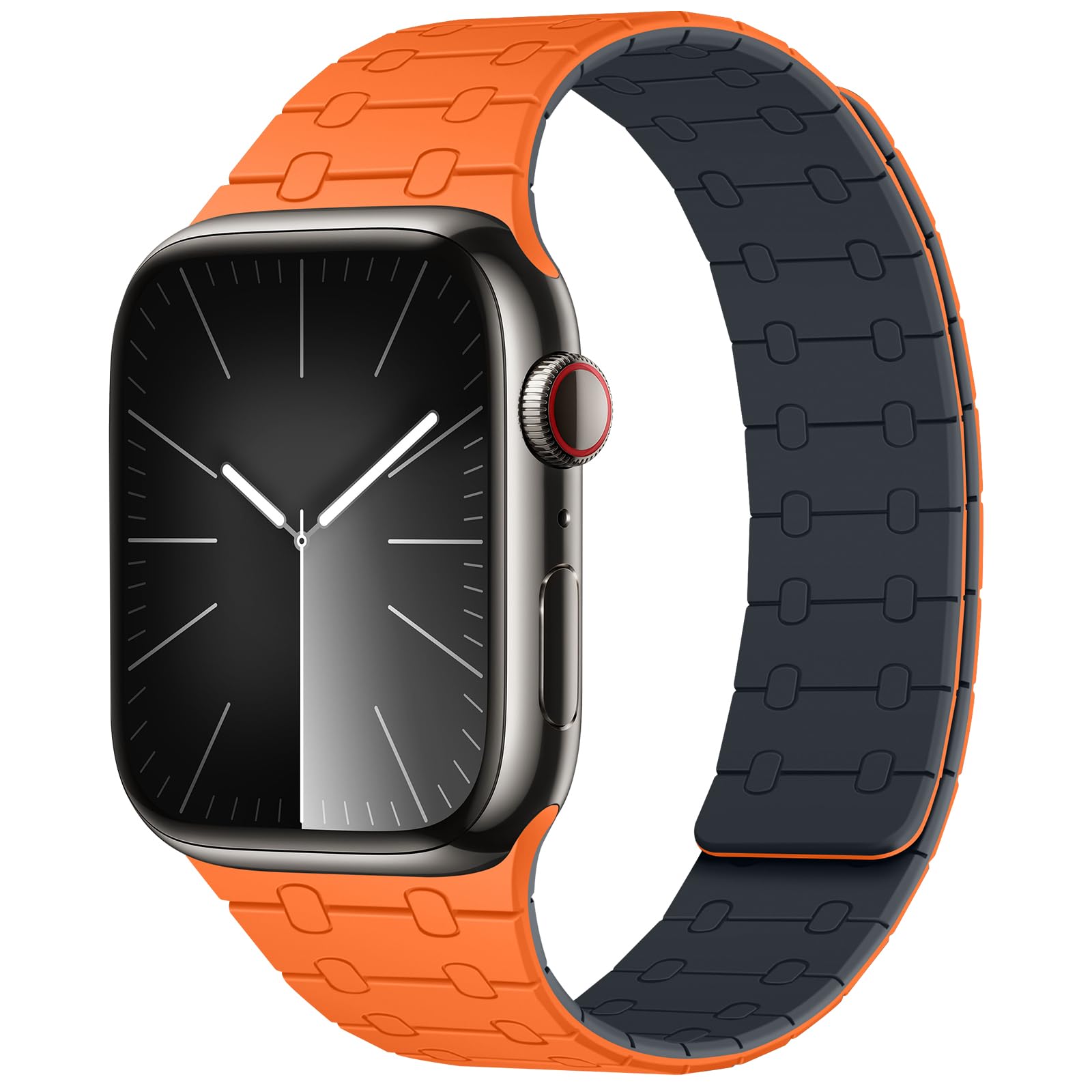 Amizee Magnetic Straps Compatible with Apple Watch Band 49/46/45/44/42/41/40/38mm Women Men, Sport Silicone Strap for iWatch Ultra 3/2/1 Series 11 10 9 8 7 6 5 4 SE3/2/1 (42/41/40/38, Orange Mid)