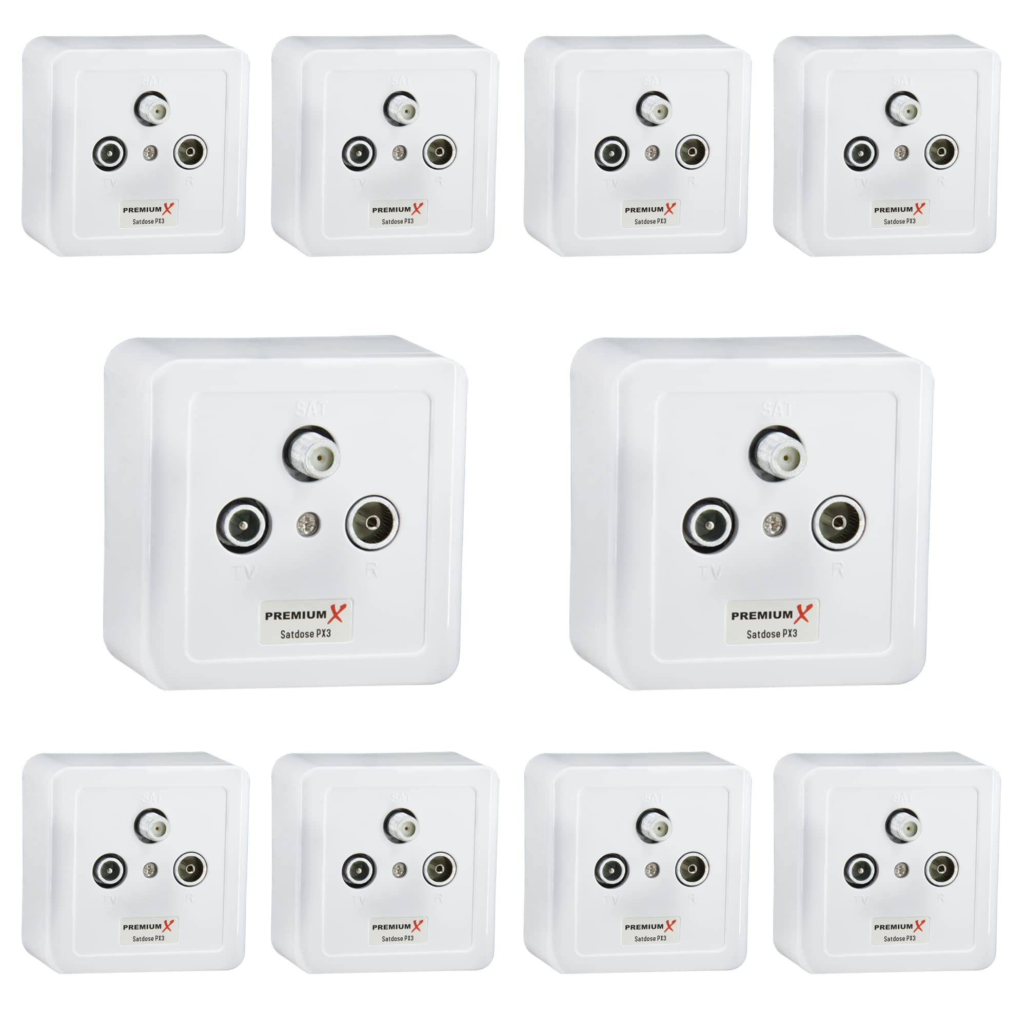 PremiumX 10x PX3 antenna socket, 3-way socket Antenna socket, single and spur line socket, surface-mounted, flush-mounted SAT-TV-RADIO HD multimedia socket — image 1
