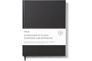 Vela Sciences Advanced N7-B Expanded DuraCover Lab Notebook, 9.25 x 11.75 in (23.5 x 30 cm), 144 Pages, Gray Saturated Weave, Permanent Bound, 70lb Heavyweight Paper (1-Pack, Grid)