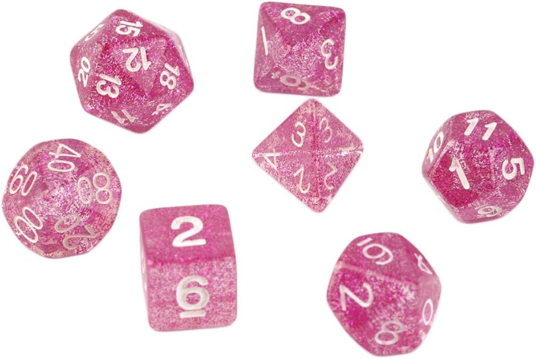 7pcs/Set Acrylic Games Multi Sides Dice D4 D6 D8 D10 D12 D20 Gaming Dices Glitter Design for Game Lovers