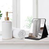 OWLKELA Portable Folding Mirror 16x11cm Black PU Leather Travel Vanity view 6