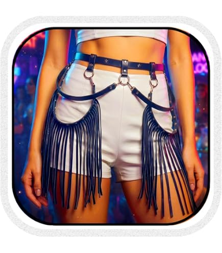 Women Sexy Punk PU Leather Belts Tassel Rave Body Chain 