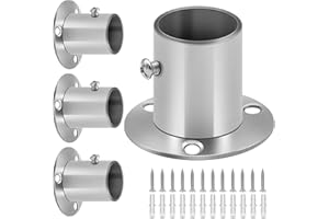 Closet Rod Flange Holder, Stainless Steel Closet Rod Bracket 1 Inch Closet Pole Sockets Rod End Support with Screws, Heavy Du