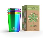 10oz Kids Cups – Stainless Steel Cups for Home, Party, Camping & Outdoor Activities – BPA Free, Unbreakable, Premium Stackable Metal Drinking Glasses for Children (4-Pack)