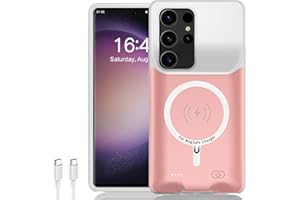 KCKEBLM Battery Case for Galaxy S22 Ultra/S23 Ultra, [12000mAh] Slim Portable Protective Fast Charging Case Backup Power Bank Battery Case Compatible with Samsung Galaxy S22 Ultra/S23 Ultra-6.8 inch-Pink