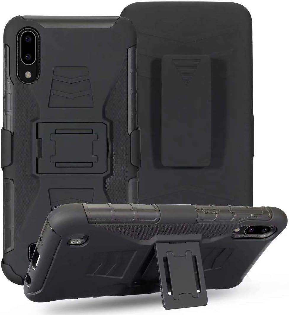 KAWOO Galaxy A10 Holster Case, Samsung A10 Belt Case, Combo Shell Super Slim Shell Case with Built-in Kickstand Swivel Belt Clip Holster for Samsung Galaxy A10